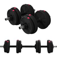 SPORTNOW Haltères 2 en 1 réglables, haltères libres avec poignées antidérapantes, 15KG - Barres incluses