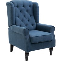 HOMCOM Ohrensessel Sessel mit Tufting, hoher Rückenlehne, Gepolstert Loungesessel mit abgerundeten Armlehnen, Holzbeine, für Schlafzimmer, Wohnzimmer, bis 160 kg, Blau Aosom