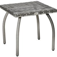 Outsunny Table basse de jardin résine tressée table carré extérieur châssis métal 45 x 45 x 44 cm gris