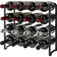 HOMCOM Weinregal Flaschenregal für 16 Weinflaschen Flaschenhalter Aufbewahrungsregal aus Metall Weinflaschenregal für Küche Esszimmer Schwarz Aosom