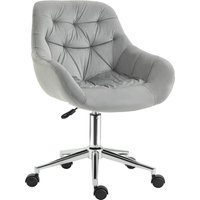 Vinsetto Sedia da Ufficio Ergonomica Girevole con Altezza Regolabile e Ruote, Rivestimento in Velluto, 59x58x80-90cm, Grigio Aosom