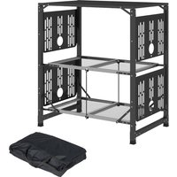 Outsunny Table Pliante Camping Aluminium 2 Tablettes Porte-Gobelets avec Sac de Transport Aosom France