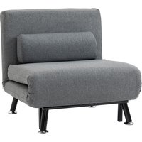 HOMCOM Fauteuil convertible 3 en 1 chauffeuse lit 1 place avec coussin gris