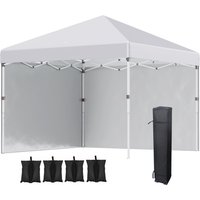 Outsunny 3 x 3m Metal Frame Gazebo, Portable Pop Up Gazebo with 2 Sidewalls, Leg Weight Bags & Carry Bag for Garden Aosom UK