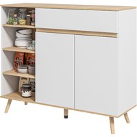 HOMCOM Buffet meuble de rangement cuisine style scandinave 1 placard double porte 1 tiroir et 4 niches étagères réglables blanc