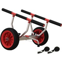 SPORTNOW Chariot de transport pour kayak stand-up paddle canoë avec largeur réglable grandes roues cadre en aluminium noir rouge