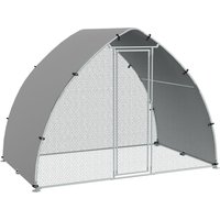 PawHut Galvanised Outdoor Chicken Coop with Cover, for 4-6 Chickens, Hens, Ducks, Rabbits, 3 x 1.9 x 2.2m - Silver Tone Aosom UK