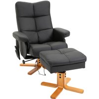 HOMCOM Relaxsessel mit Massagefunktion, 145° Neigung, Massagesessel mit Fußhocker und Stauraum, Polyester, Schwarz Aosom.de