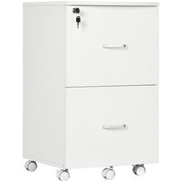 Vinsetto Caisson de bureau rangement sur roulettes dossier meuble armoire de bureau 2 tiroirs dim. 43L x 45l x 72H cm blanc
