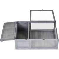 PawHut Maison enclos cage habitat pour petit animal tortues avec 2 espaces 91 x 60,5 x 32 cm bois massif gris