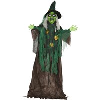 6ft Halloween Witch Decoration Outdoor Activated Prop Light Up Eyes Magical Heart Sound Activated
