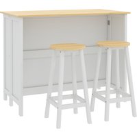 HOMCOM Desserte îlot de cuisine avec 2 tabourets plan de travail rabattable 2 placards avec 4 portes design moderne blanc