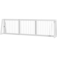PawHut Barrière de sécurité pour chien barrière de protection à 3 panneaux rétractable 71-190 cm en bois - blanc