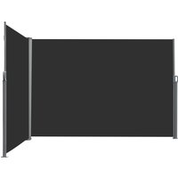 Outsunny Double Paravent Latéral Rétractable 6x1,8m Polyester Anti-UV Gris Noir pour Extérieur Aosom France