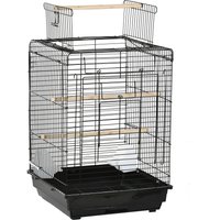 PawHut Cage à oiseaux avec mangeoires perchoirs plateau excrément amovible poignée dim. 40L x 40l x 59H cm noir