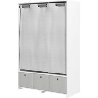 HOMCOM Armoire penderie armoire de rangement avec tringle rideaux 3 tiroirs en tissu amovibles 105 x 48 x 160 cm blanc