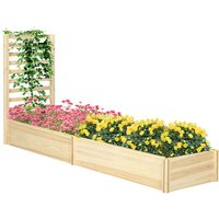 Outsunny Jardinière carré potager en bois avec treillis dim. 230L x 60l x 110H cm bois sapin naturel