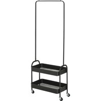 HOMCOM HOMCOM Kleiderständer auf Rollen, Garderobenständer mit Kleiderstange, Schuhablage, freistehende Garderobe aus Stahl, für Wohnzimmer, Schlafzimmer, bis 16 kg belastbar, Schwarz Aosom