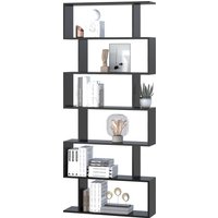 HOMCOM Bibliothèque étagère Meuble d'étagère Zig zag Design Contemporain 80L x 23l x 192H cm 6 Niveaux Noir