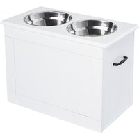 PawHut Gamelles chiens surélevées gamelle double chien chat porte-gamelles surélevé dim. 60L x 30l x 41H cm blanc