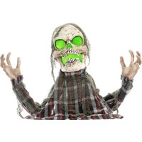 HOMCOM 70cm Halloween Dekoration Skelett Halbkörper Figur mit LED-Lichter, Soundfunktion, Haustür Deko mit verstellbare Arme, Halloween Horror Ornamente für Halloween Party Aosom