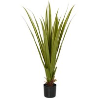 HOMCOM Plante artificielle type agave en pot hauteur 90 cm, 16 feuilles, interieur extérieur, grand réalisme