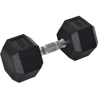 HOMCOM 15KG Single Rubber Hex Dumbbell Portable Hand Weights Dumbbell Home Gym Workout Fitness Hand Dumbbell Aosom UK