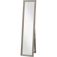 HOMCOM Miroir sur pied mural ou à poser rectangulaire avec cadre en bois pour salon chambre à coucher 37 x 155 cm gris