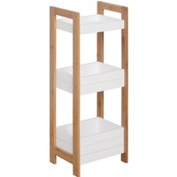 HOMCOM Bamboo Bathroom Caddy: Tiered Organiser for Compact Spaces, Shower Shelving Unit Aosom UK