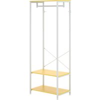 HOMCOM Porte-Manteaux avec tringle et 2 étagère à chaussures 60L x 40l x 167,5H cm Aspect bois naturel métal Blanc