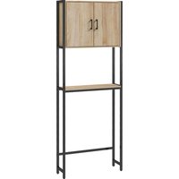 kleankin Étagère de toilettes meuble de salle de bain dessus toilette WC avec placard 2 portes et étagère ouverte