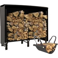 4FT Fireplace Log Holder Canvas Carrier Bag & 600D Oxford Waterproof Cover Metal Log Store Log Storage Rack Holder Aosom UK
