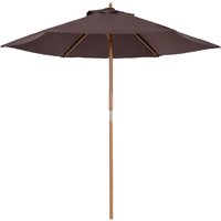 Outsunny Elegant Wooden Garden Parasol: 2.5m Patio Sunshade with UV Protection, Coffee Hue Aosom UK