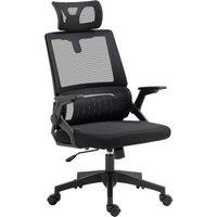 Vinsetto Fauteuil de bureau réglable tissu maille polyester dossier ergonomique inclinable pivotant Noir