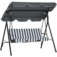 3 Seater Swing Chair All Weather Garden Swing Seat Adjustable Canopy Hammock Chair Stripe Aosom UK
