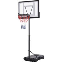 HOMCOM Panier de basket sur pied hauteur réglable de 203cm à 258 cm avec roulettes panneau arrière solide base de lestage noir
