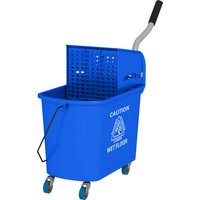 HOMCOM Chariot de nettoyage lavage seau de ménage 20 L avec essoreur et séparateur eau sale propre bleu 60L x 27l x 70,5H cm