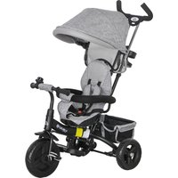 HOMCOM Tricycle Enfant évolutif Pare-Soleil Pliable Canne télescopique Amovible 95 x 50 x 106 cm Acier Gris Noir