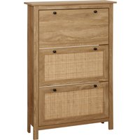 HOMCOM HOMCOM Schuhschrank, Schuhkipper mit 3 Fächern, Schuhaufbewahrung für 18 Paare, Schuhständer mit Rattenoptik, für Flur, Eingangsbereich, Natur, 80 x 23,5 x 121,5 cm Aosom
