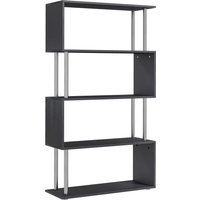 HOMCOM S-Shaped Bookcase, Contemporary Wooden Bookshelf Dividers, Spacious Storage Display Unit, Elegant Black, Ideal for Home and Office Aosom UK