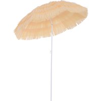 Outsunny Parasol Rond Raphia Artificiel Beige Inclinable Ø160cm pour Jardin et Plage Aosom France