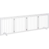 PawHut Barrière de Sécurité 4 Panneaux Pin Massif Blanc pour Animaux 204x30x61cm Aosom France