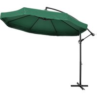 Outsunny Parasol déporté octogonal manivelle avec pied en croix avec moustiquaire Ø 295 x 240H cm vert