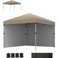 3 x 3m Pop Up Gazebo UPF 30+ 2 Sidewalls Leg Weight Bags Wheeled Bag Height Adjustable Party Tent Garden Patio
