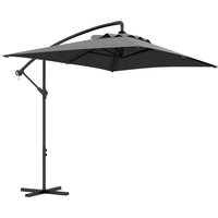 3x2m Cantilever Parasol Cross Base Banana Parasol Crank Handle 6 Ribs Rectangular Hanging Patio Umbrella Aosom UK