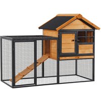 PawHut Wood-metal Rabbit Hutch Elevated Pet Bunny House Rabbit Cage with Slide-Out Tray Outdoor