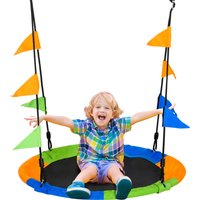 Outsunny Grande balançoire ronde pour enfant Ø 100 cm à suspendre enfant adulte intérieur et extérieur tissu Oxford haute densité 600D multicolore