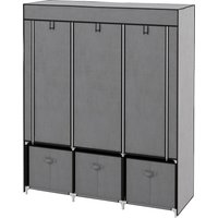 HOMCOM Armoire de rangement en tissu pliable avec 5 étagères, 2 tringles et 3 tiroirs en tissu 125L x 43l x 162.5H cm