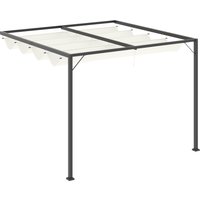 3 x 3 Outdoor Pergola Retractable Canopy Wall Mounted Gazebo Patio Shelter Sun Shade Cream Aosom UK