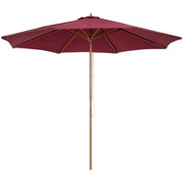 Outsunny Parasol droit parasol rond en bois polyester haute densité protection solaire Ø 3 x 2,5 m rouge